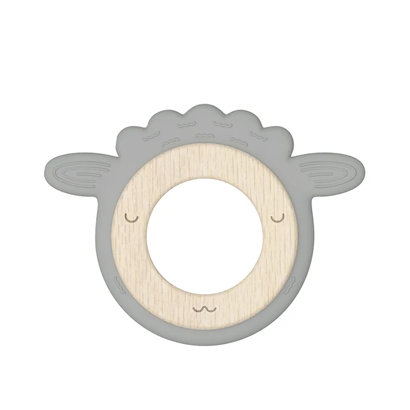 Sheep Shaped Silicone and Wood Baby Teether