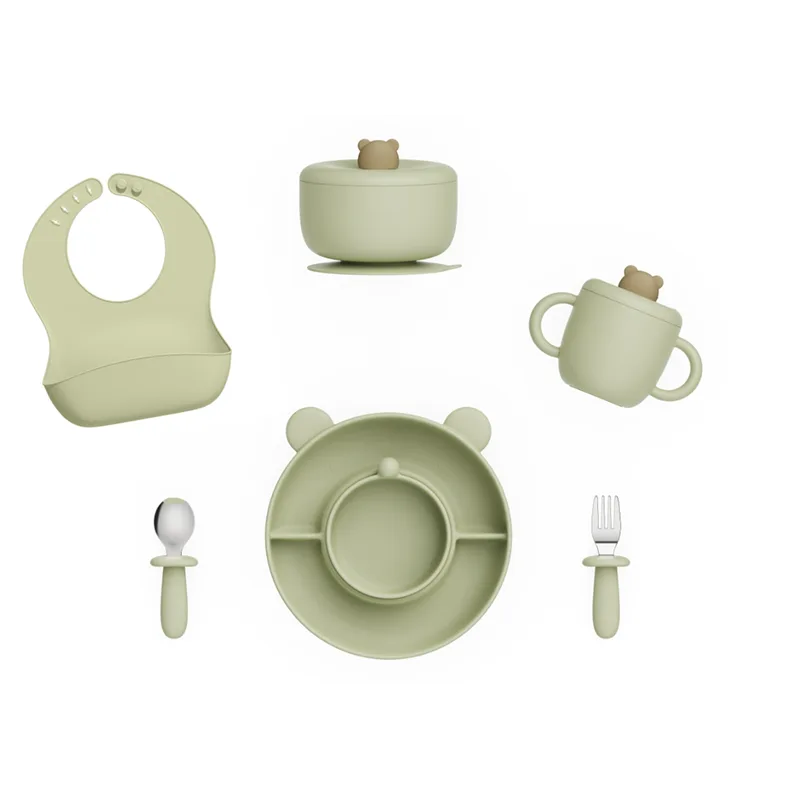 Bear Shaped Silicone Baby Feeding Set