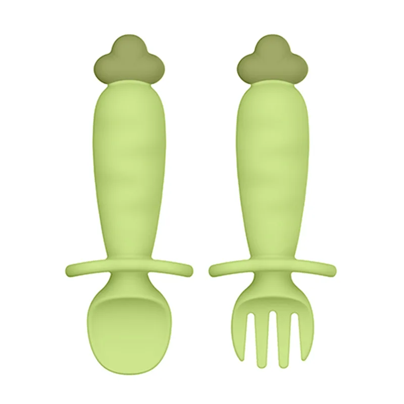 Carrot Shaped Silicone Baby Fork and Spoon