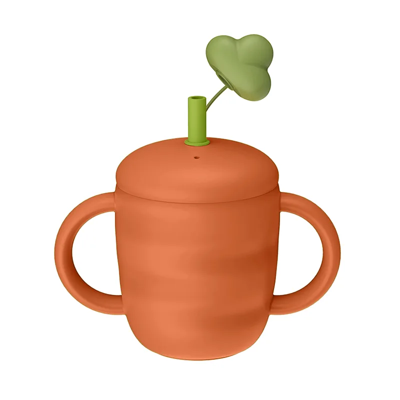 Carrot Shaped Silicone Baby Straw Training Cup