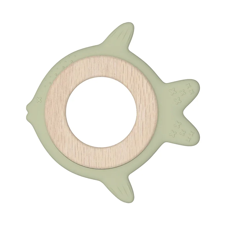 Fish Shaped Silicone and Wood Baby Teether