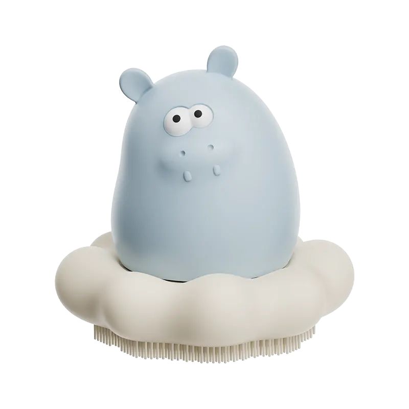 Hippo Shape Baby Bath Toy with Brush
