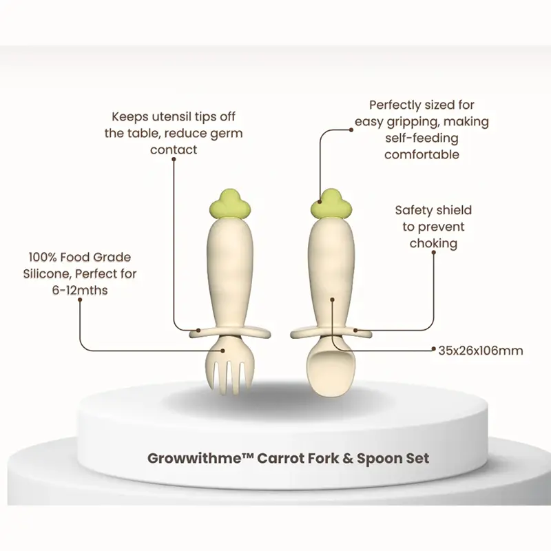 Carrot Shaped Silicone Baby Fork and Spoon