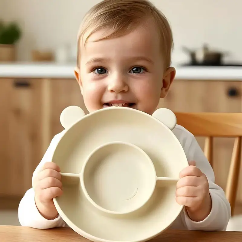 Bear Shaped Silicone Baby Plate