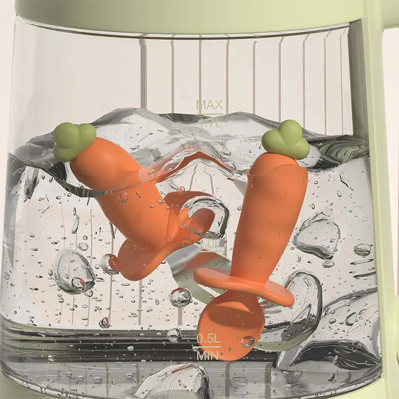 Carrot Shaped Silicone Baby Fork and Spoon