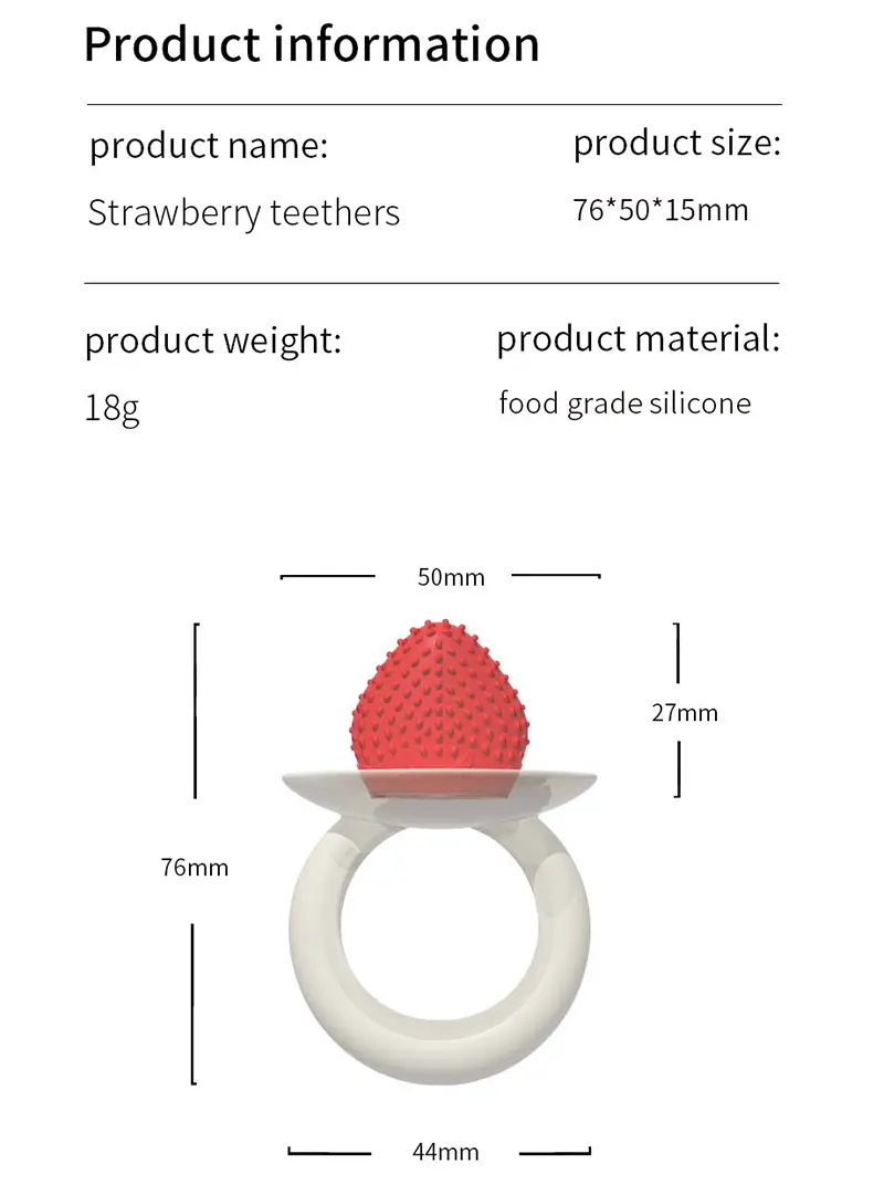 Strawberry Shaped Silicone Baby Teether