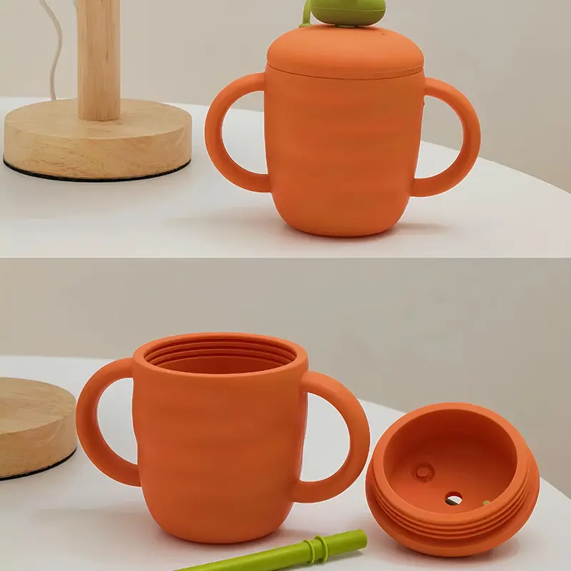 Carrot Shaped Silicone Baby Straw Training Cup
