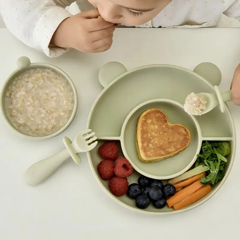 Bear Shaped Silicone Baby Plate