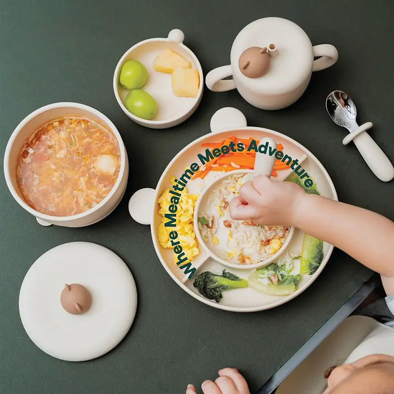 Bear Shaped Silicone Baby Feeding Set
