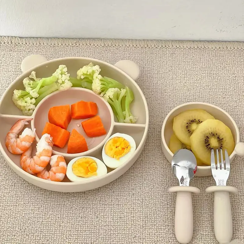 Bear Shaped Silicone Baby Feeding Set