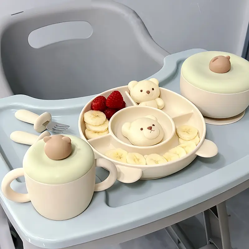 Bear Shaped Silicone Baby Feeding Set