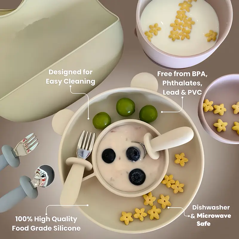 Bear Shaped Silicone Baby Feeding Set