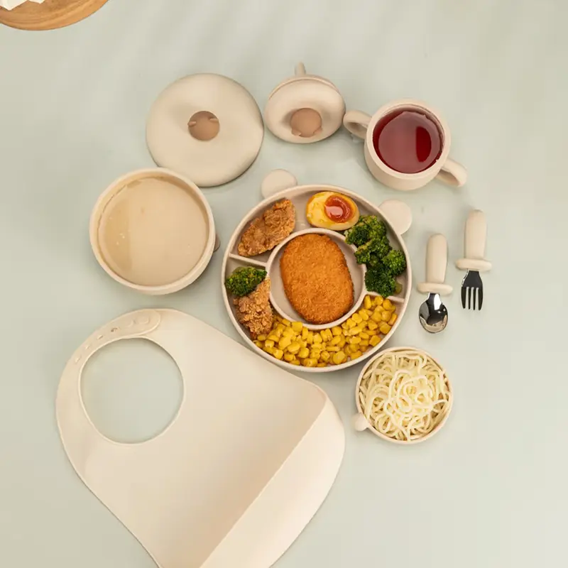 Bear Shaped Silicone Baby Feeding Set