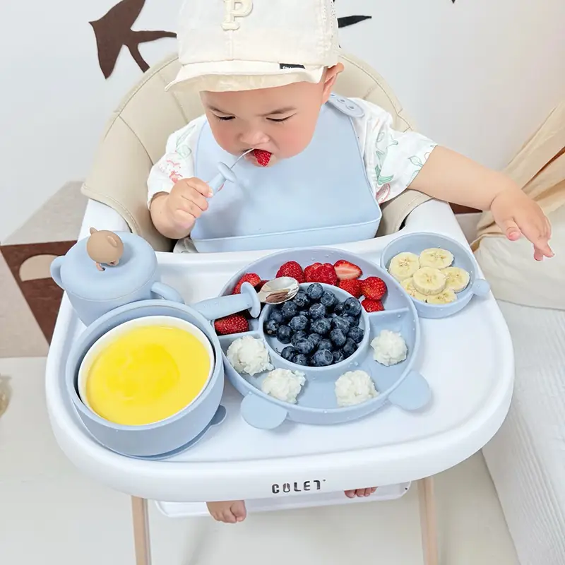 Bear Shaped Silicone Baby Feeding Set