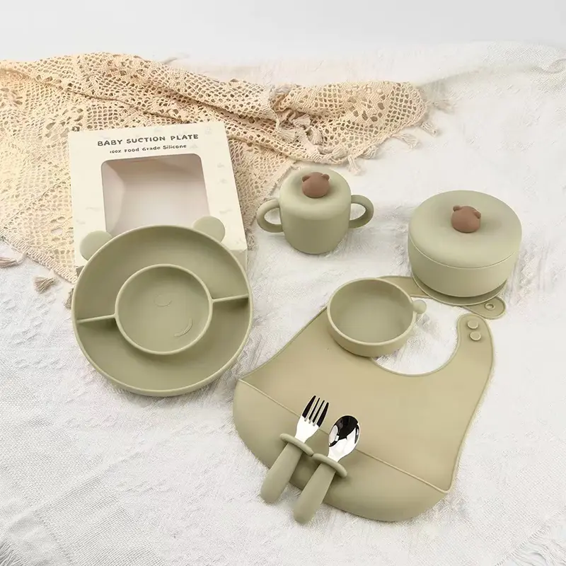 Bear Shaped Silicone Baby Feeding Set