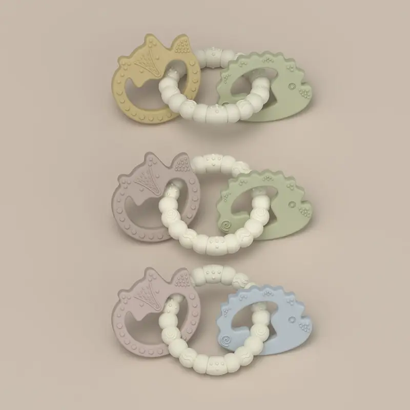 Fox and Hedgehog Ring Shaped Silicone Baby Teethers