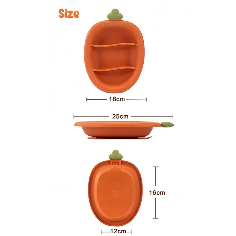 Carrot Shaped Silicone Baby Plate