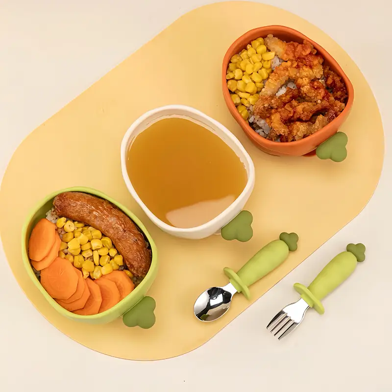 Carrot Shaped Suction Silicone Baby Bowl