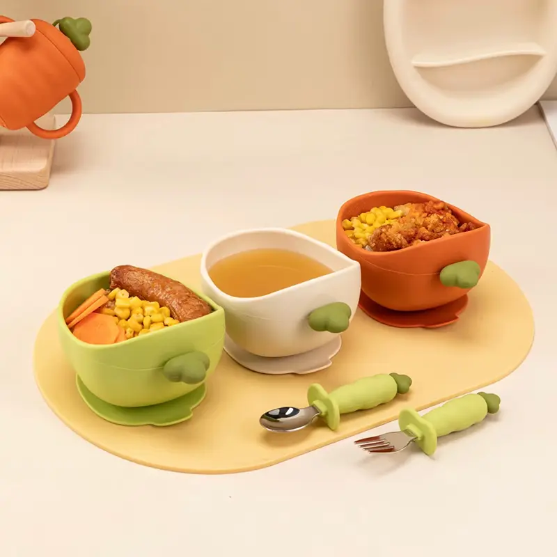 Carrot Shaped Suction Silicone Baby Bowl