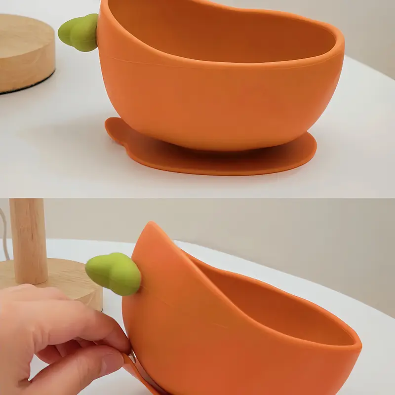 Carrot Shaped Suction Silicone Baby Bowl