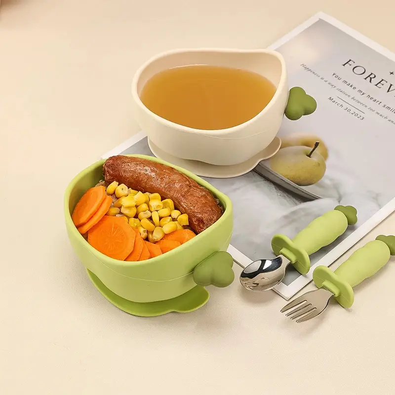 Carrot Shaped Silicone Baby Feeding Set