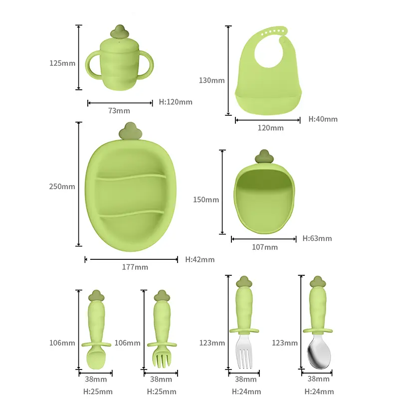 Carrot Shaped Silicone Baby Fork and Spoon