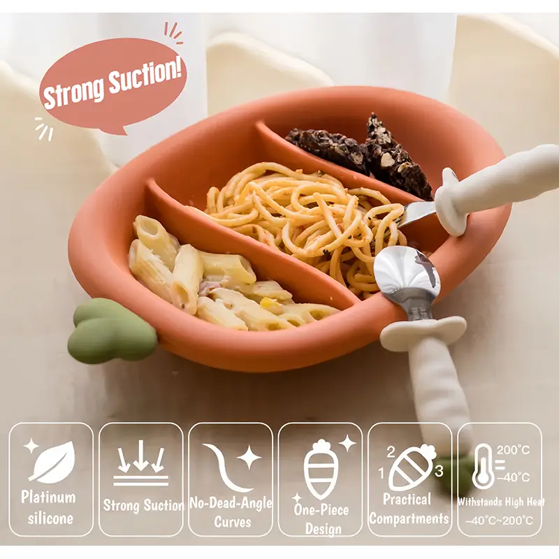 Carrot Shaped Silicone Baby Plate