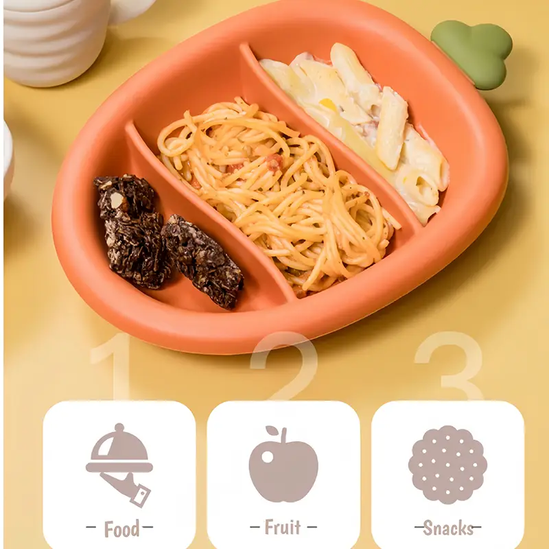 Carrot Shaped Silicone Baby Plate