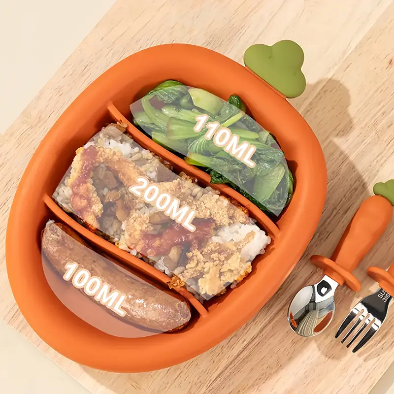 Carrot Shaped Silicone Baby Plate