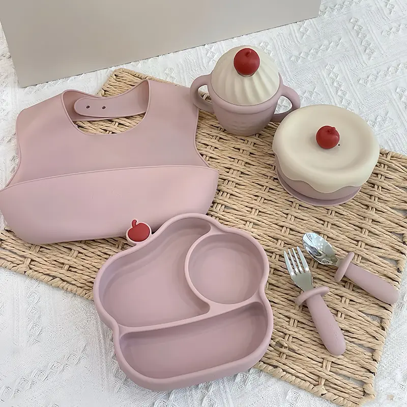 Ice Cream Shaped Silicone Baby Feeding Set