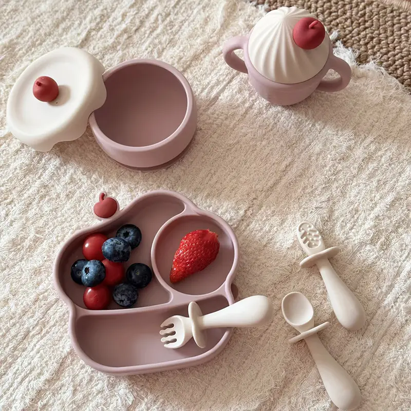 Ice Cream Shaped Silicone Baby Feeding Set