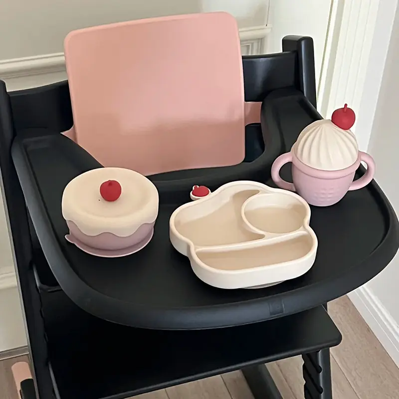 Ice Cream Shaped Silicone Baby Feeding Set