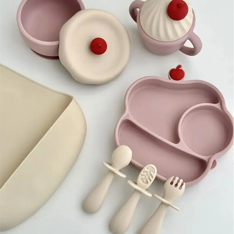 Ice Cream Shaped Silicone Baby Feeding Set