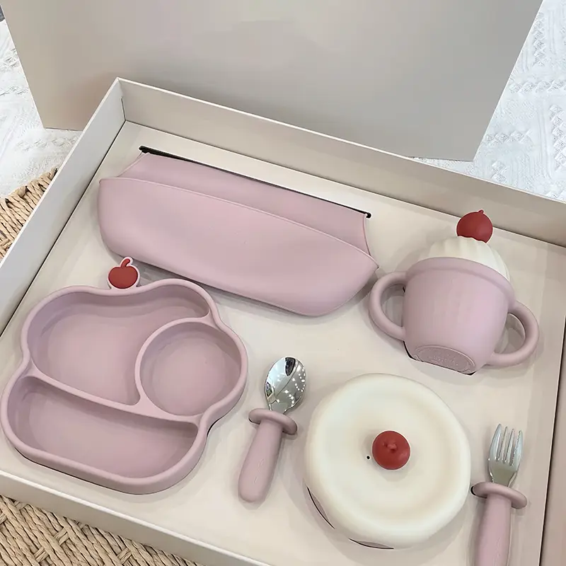 Ice Cream Shaped Silicone Baby Feeding Set