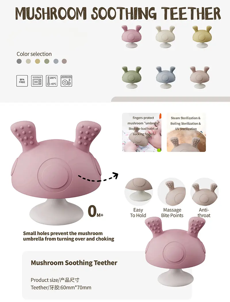 Mushroom Shaped Silicone Baby Teether