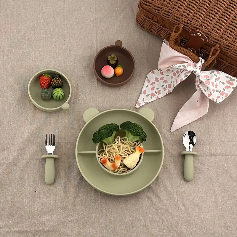 Bear Shaped Silicone Baby Plate