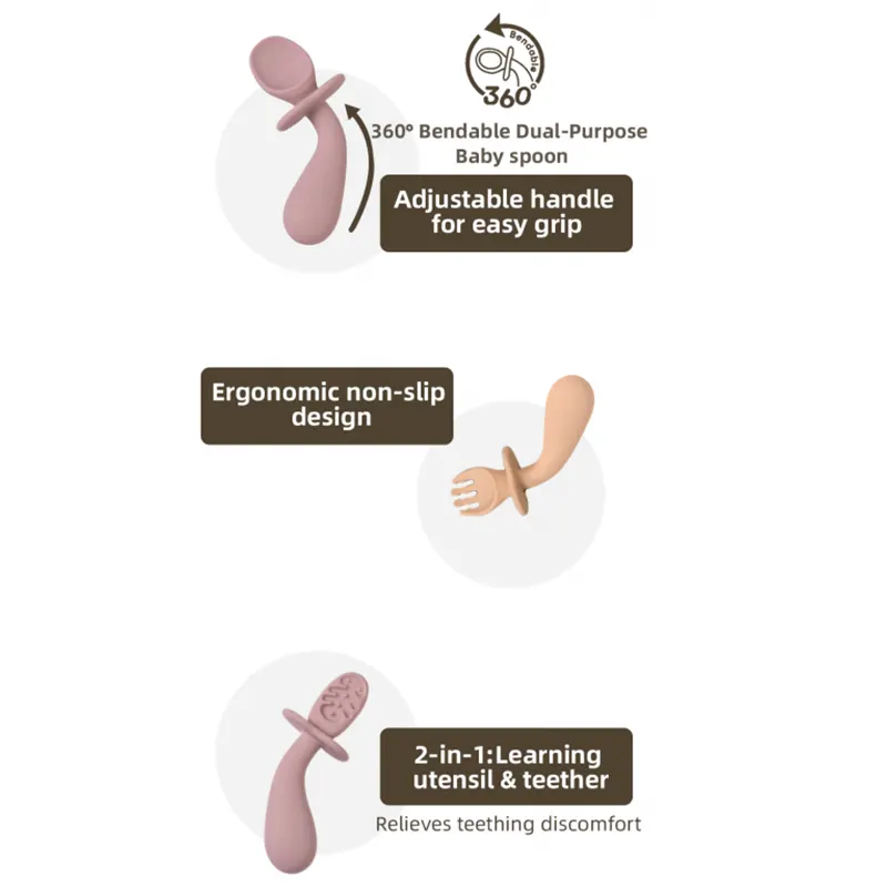 Bendable Silicone Fork and Spoon Set