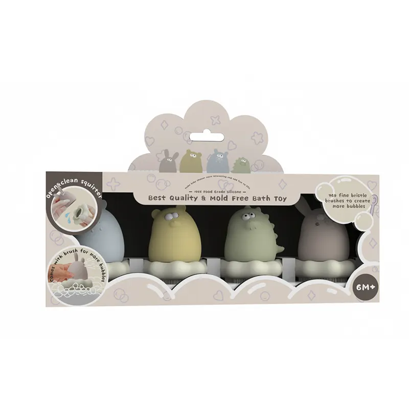 Bear Shape Baby Bath Toy with Brush