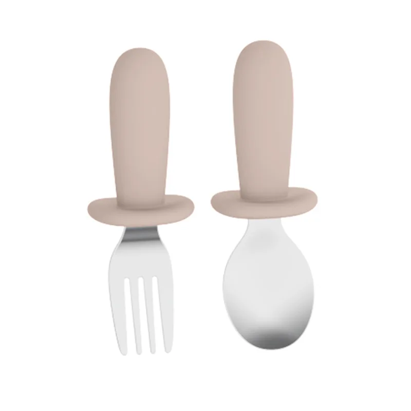 Silicone and 316L Stainless Steel Baby Fork and Spoon