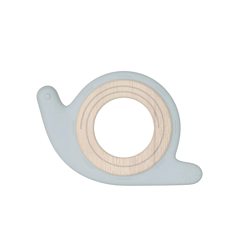 Snail Shaped Silicone and Wood Baby Teether