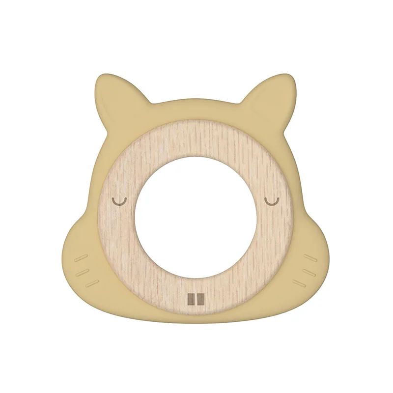 Squirrel Shaped Silicone and Wood Baby Teether
